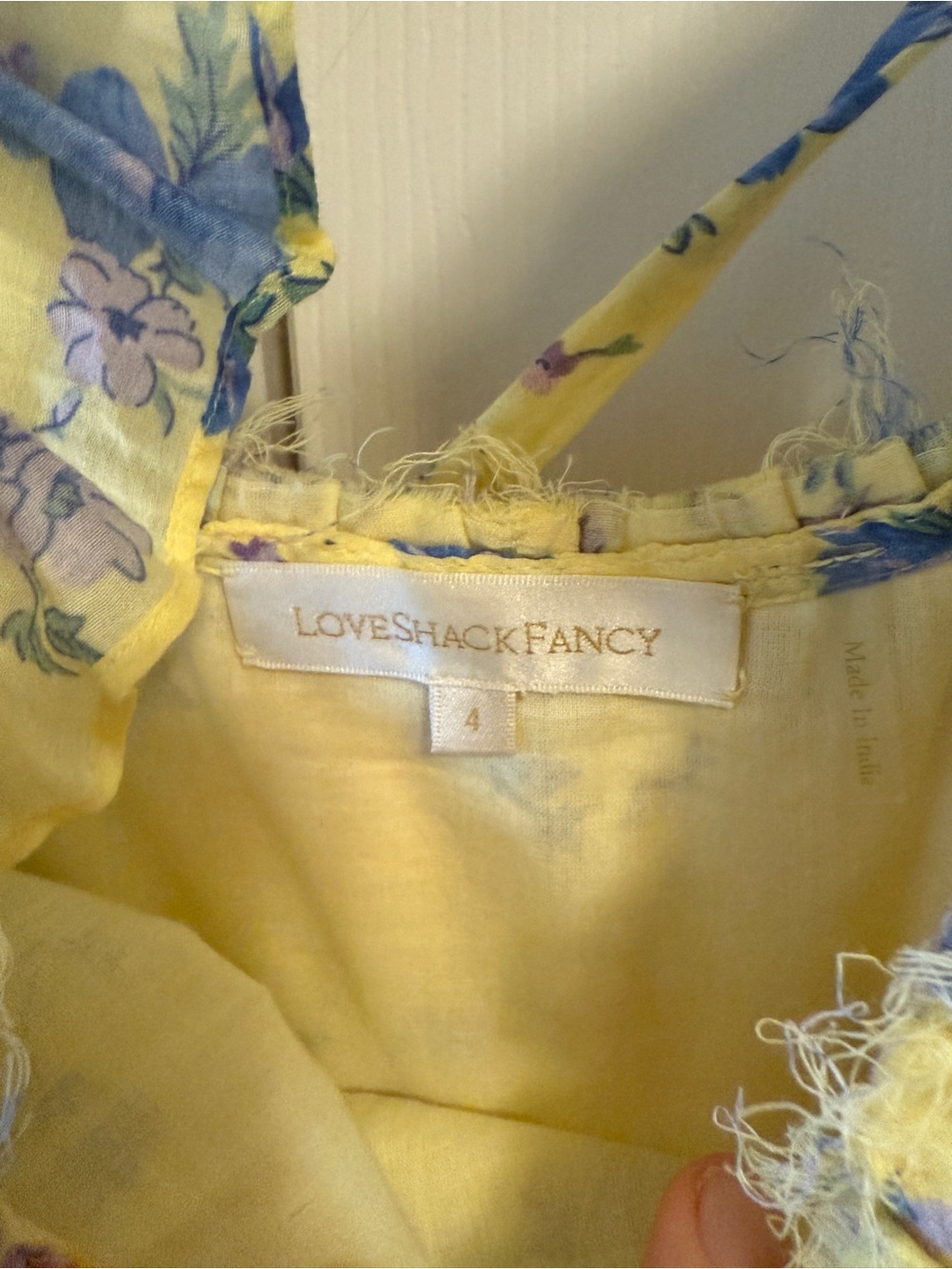 LoveShackFancy Winslow Yellow Floral Ruffle High-Low Dress - Picture 4 of 6